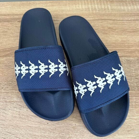 Kappa Sandals 222 Banda Adam 12 Slides - Navy Omini Repeat Logo Women's size 8.5 - Picture 1 of 8